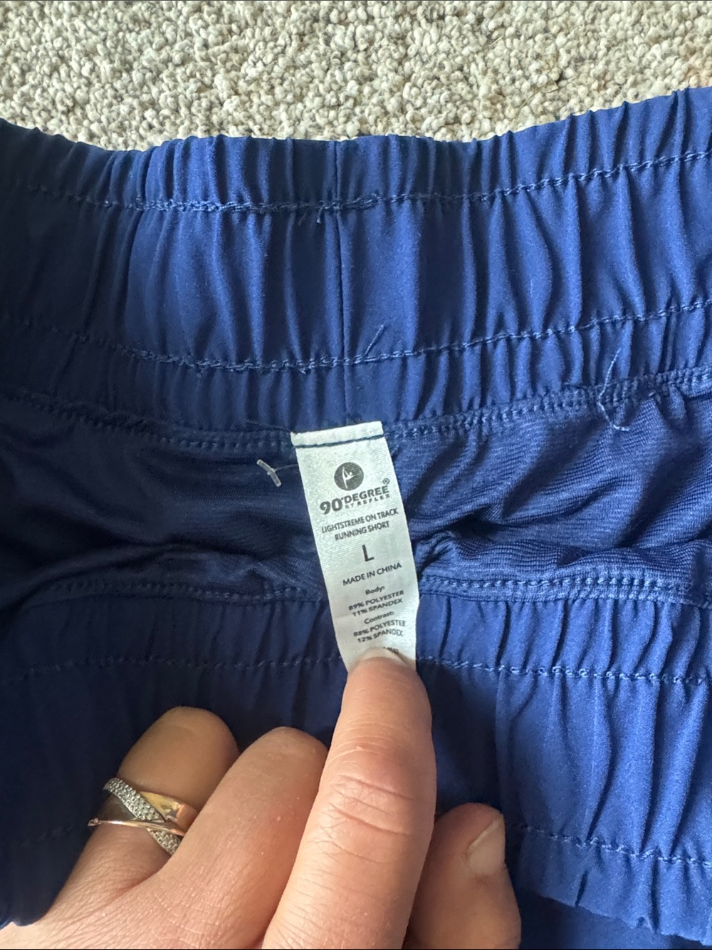 90 Degree By Reflex Navy Blue Athletic Shorts with White Trim - Picture 2 of 3